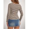 image:imageMakeMeChic Womens Striped Boat Neck T Shirt Long Sleeve Knit Going Out TopsBrown