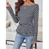image:imageMakeMeChic Womens Striped Shirt One Shoulder Tops Long Sleeve T Shirts Ruched Going Out TopMulticolor