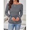 image:imageMakeMeChic Womens Striped Shirt One Shoulder Tops Long Sleeve T Shirts Ruched Going Out TopMulticolor