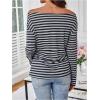 image:imageMakeMeChic Womens Striped Shirt One Shoulder Tops Long Sleeve T Shirts Ruched Going Out TopMulticolor