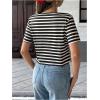 image:imageMakeMeChic Womens Striped Tee Shirt Short Sleeve Tie Front V Neck Summer Going Out Crop TopsBlack and White