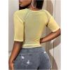 image:imageMakeMeChic Womens Summer Letter Print Y2K Going Out Tops Crew Neck Short Sleeve Crop TopYellow