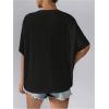 image:imageMakeMeChic Womens T Shirts 2025 Short Sleeve V Neck Shirt Basic Fit Summer Beach Casual Tee Tops with PocketBlack