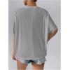 image:imageMakeMeChic Womens T Shirts 2025 Short Sleeve V Neck Shirt Basic Fit Summer Beach Casual Tee Tops with PocketGrey