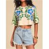 image:imageMakeMeChic Womens Tropical Print Tee Shirt Crew Neck Half Sleeve Summer Boho Crop TopsMulticolor