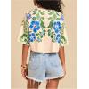 image:imageMakeMeChic Womens Tropical Print Tee Shirt Crew Neck Half Sleeve Summer Boho Crop TopsMulticolor