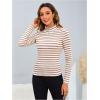image:imageMakeMeChic Womens Turtle Necks Tops Striped Basic Long Sleeve Top Tee ShirtBrown