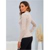 image:imageMakeMeChic Womens Turtle Necks Tops Striped Basic Long Sleeve Top Tee ShirtBrown