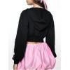 image:imageMakeMeChic Womens Y2K Hoodies Crop Tops Oversized Sweatshirt Bow Hollow Out Zip UpBlack
