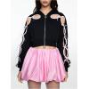 image:imageMakeMeChic Womens Y2K Hoodies Crop Tops Oversized Sweatshirt Bow Hollow Out Zip UpBlack