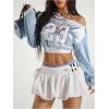 image:imageMakeMeChic Womens Y2K Jersey Top Number Print Asymmetrical Pullover SweatshirtBlue