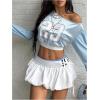 image:imageMakeMeChic Womens Y2K Jersey Top Number Print Asymmetrical Pullover SweatshirtBlue