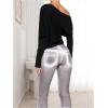 image:imageMakeMeChic Womens Y2K Off Shoulder Crop Tops Asymmetrical Long Sleeve Tee ShirtBlack