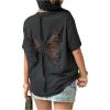 image:imageMakeMeChic Womens Butterfly Hollow Out T Shirt Short Sleeve Crew Neck Summer Tee TopBlack