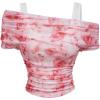image:imageMakeMeChic Womens Floral Tie Dye Tee Cold Shoulder Ruched Short Sleeve Crop TopsPink