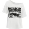 image:imageMakeMeChic Womens Graphic Tee Off The Shoulder Top Y2k Oversized Short Sleeve T ShirtWhite