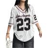 image:imageMakeMeChic Womens Number Print Jersey Shirt V Neck Half Sleeve Oversized Y2k Tee TopsMulticolor