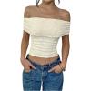 image:imageMakeMeChic Womens Off The Shoulder Tops Y2k Trendy Summer Going Out TopsWhite