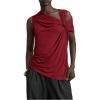 image:imageMakeMeChic Womens One Shoulder Tank Tops Sleeveless Asymmetrical Neck Ruched Twist Front Going Out TopsBurgundy