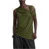 image:imageMakeMeChic Womens One Shoulder Tank Tops Sleeveless Asymmetrical Neck Ruched Twist Front Going Out TopsGreen