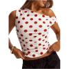 image:imageMakeMeChic Womens Polka Dots Asymmetrical Tops Going Out Y2k Crop TopsRed and White