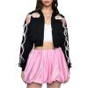 image:imageMakeMeChic Womens Y2K Hoodies Crop Tops Oversized Sweatshirt Bow Hollow Out Zip UpBlack