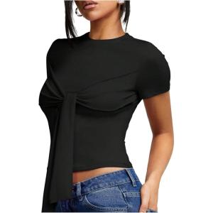 image:imageMakeMeChic Womens Knit Cap Sleeve Tops Mock Neck Shirts Slim Fitted Going Out Tees Y2k Clothes 2025Black B