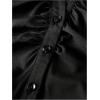 image:imageMakeMeChic Womens Bell Sleeve Button Down Shirt V Neck Ruched Collared Work Blouse TopsBlack