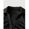 image:imageMakeMeChic Womens Bell Sleeve Button Down Shirt V Neck Ruched Collared Work Blouse TopsBlack