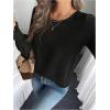 image:imageMakeMeChic Womens Bell Sleeve Frill Trim Shirred Crew Neck Office Shirt Blouse TopsBlack