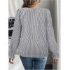 image:imageMakeMeChic Womens Bell Sleeve Frill Trim Shirred Crew Neck Office Shirt Blouse TopsGrey