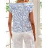 image:imageMakeMeChic Womens Blouses Floral Print Ruffle Cap Sleeve Square Neck Summer Shirts TopBlue and White