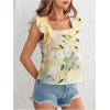 image:imageMakeMeChic Womens Blouses Floral Ruffle Cap Sleeve Square Neck Summer Shirt TopsMulticolor