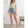 image:imageMakeMeChic Womens Blouses Floral Ruffle Cap Sleeve Square Neck Summer Shirt TopsMulticolor