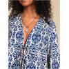 image:imageMakeMeChic Womens Boho Bell Sleeve Blouse Tie Front V Neck Tribal Print Shirt TopsBlue
