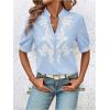 image:imageMakeMeChic Womens Boho Blouses Floral Embroidery Notched Short Sleeve Going Out TopsBlue