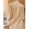image:imageMakeMeChic Womens Boho Blouses Notch V Neck Embroidery 34 Sleeve Shirt TopsApricot