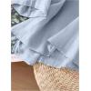 image:imageMakeMeChic Womens Boho Blouses Notch V Neck Embroidery 34 Sleeve Shirt TopsBlue