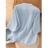 image:imageMakeMeChic Womens Boho Blouses Notch V Neck Embroidery 34 Sleeve Shirt TopsBlue