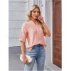 image:imageMakeMeChic Womens Boho Blouses Notch V Neck Embroidery 34 Sleeve Shirt TopsPink