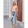image:imageMakeMeChic Womens Boho Blouses Notch V Neck Embroidery 34 Sleeve Shirt TopsPink
