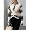image:imageMakeMeChic Womens Boho Blouses Printed Button Down Shirt Wrap Long Sleeve Work Office TopsApricot