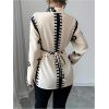 image:imageMakeMeChic Womens Boho Blouses Printed Button Down Shirt Wrap Long Sleeve Work Office TopsApricot