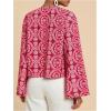 image:imageMakeMeChic Womens Boho Print Flared Sleeve Blouse Tie Front Summer Vacation Tropical ShirtRed