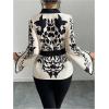 image:imageMakeMeChic Womens Boho Tops Floral Bell Sleeve Tie Front Blouse V Neck Belted Work Dressy ShirtApricot