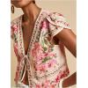 image:imageMakeMeChic Womens Boho Tops Summer Floral Deep V Neck Tie Front BlouseMulticolor