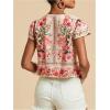 image:imageMakeMeChic Womens Boho Tops Summer Floral Deep V Neck Tie Front BlouseMulticolor