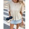 image:imageMakeMeChic Womens Bow Tie Back Blouse Crew Neck Ruffle Short Sleeve Shirt TopsApricot