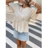 image:imageMakeMeChic Womens Bow Tie Back Blouse Crew Neck Ruffle Short Sleeve Shirt TopsApricot