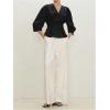 image:imageMakeMeChic Womens Button Down Dressy Blouse V Neck 34 Sleeve Ruffle Shirts TopsBlack